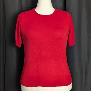 Women’s knit Vibrant Red Half Sleeve Crewneck Soft Pullover